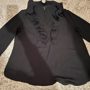 Elegant Black Ruffled Women's Top
